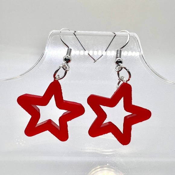 Christmas Star Earrings - Cookie Cutter Earrings - Dangle Earrings - Picture 1 of 8